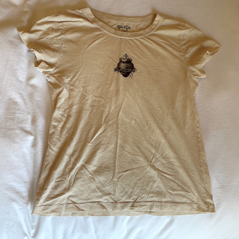 Beige T with Heart Design